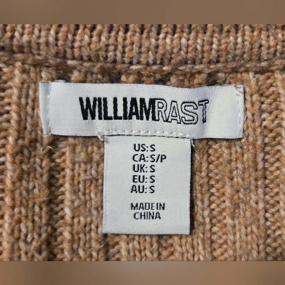 William Rast Ribbed Collared Cropped Sweater Tan Size Small - Picture 9 of 10